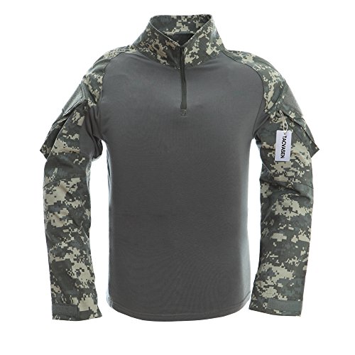 TACVASEN Mens Camouflage Camo Tactical Assault Long Sleeve T-shirt Tops ACU