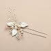 Mariell Bridal Hair Pin Stick with Hand-Painted Silver Leaves, Freshwater Pearl and Crystal Sprays