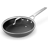 MsMk 10 Inch Frying Pan Nonstick with Lid, Induction Fry Pan with Lid, Titanium and Diamond Non Stick Coating From USA, for Induction, Ceramic and Gas Cooktops, Oven Safe 10 Inch Skillet Nonstick