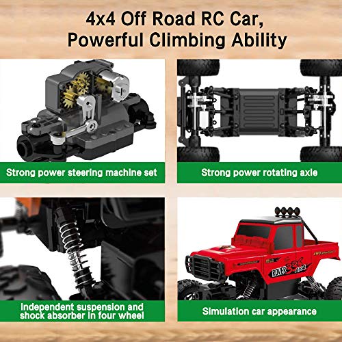 RC Car, DOUBLE E 2020 Updated Remote Control Car 2.4Ghz Off Road Monster Trucks for Boys with Two Rechargeable Batteries DIY Sitcker Electric Toy Truck for All Kids