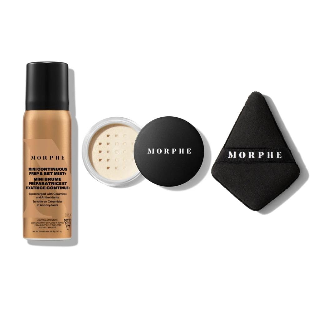 Morphe Set - Continous Prep And Set Mist 36.8g + Transiucent Setting Powder 2.6g + Highlight And Co