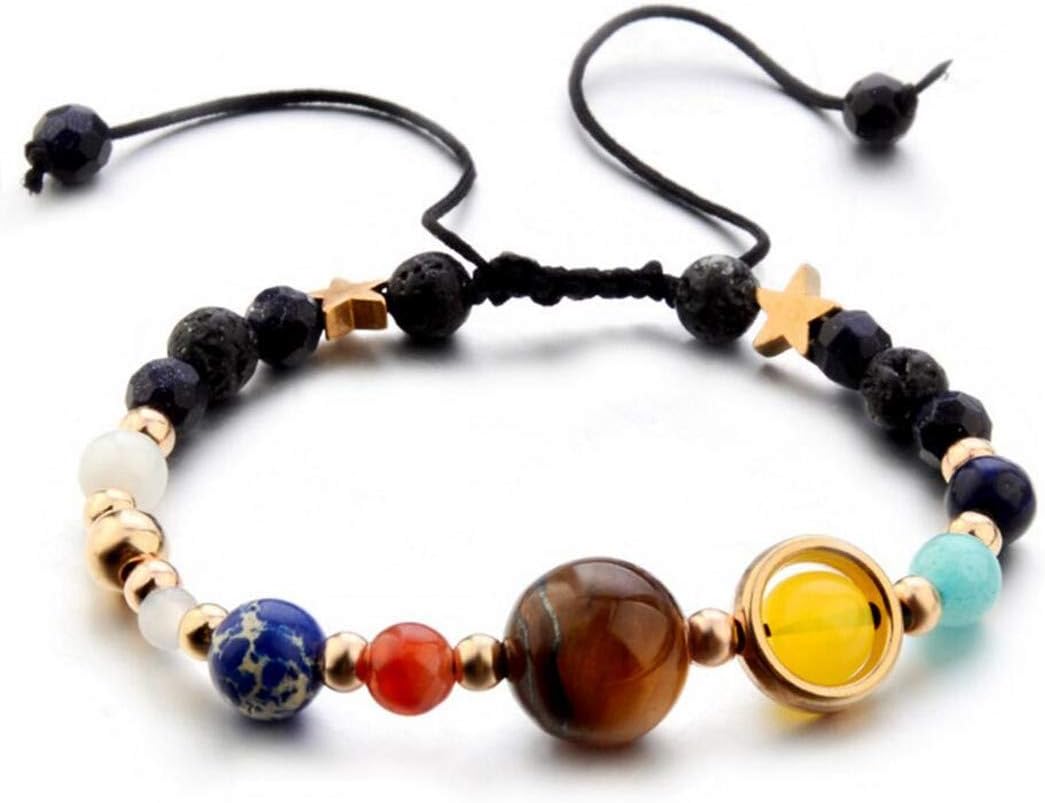 Solar Chakra Distance Beads Bracelets Set for Men Women Lava Gemstone Diffuser Yoga Beads Guardian Link Bracelet