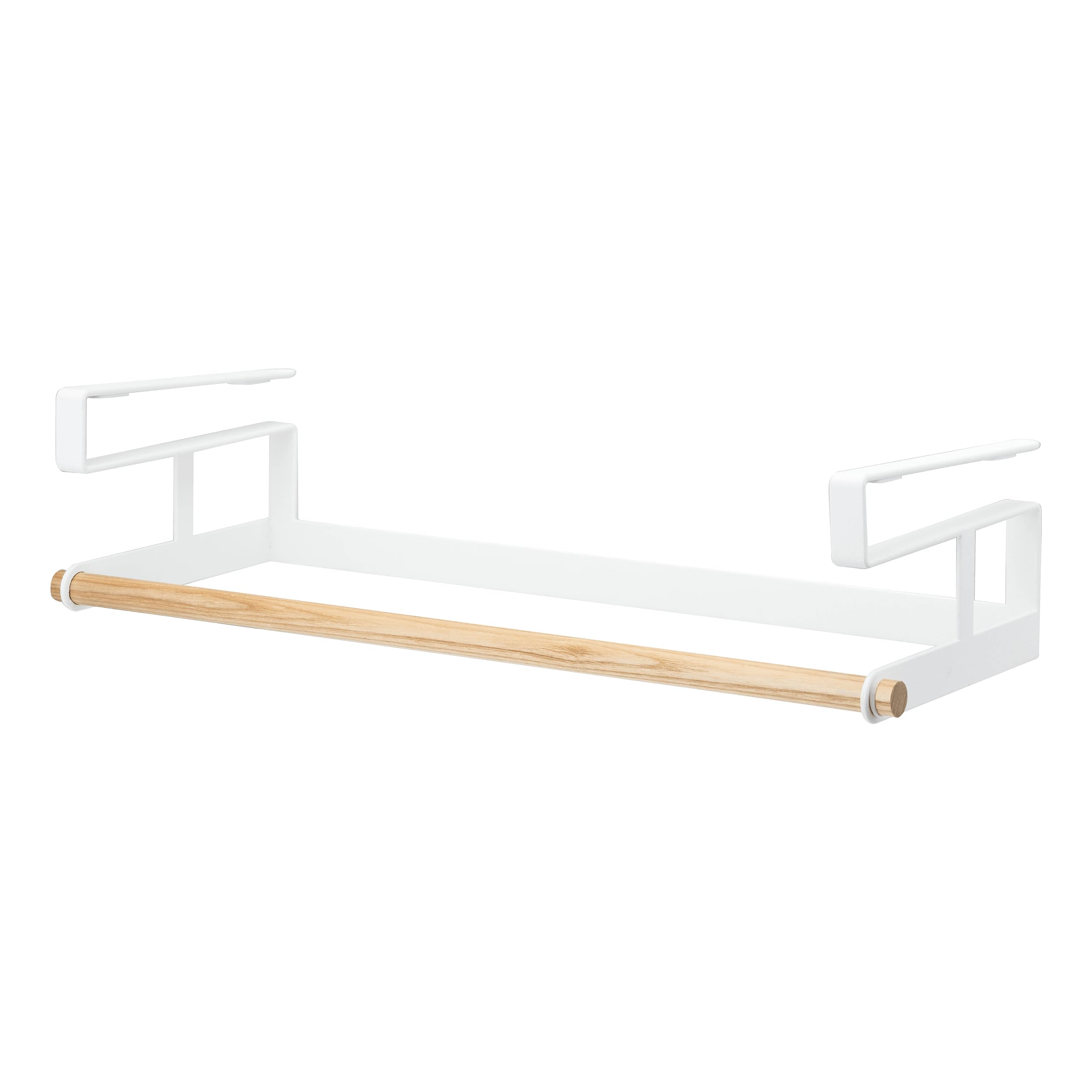 YAMAZAKI 4124 Home Under-Shelf Hanger Holder-Laundry Hanging Storage Rack Organizer | Steel + Wood | Undershelf Solution, Alloy, White