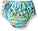i Play. Baby Girls' Ruffle Snap Reusable Absorbent Swim Diaper, Aqua Coral Reef, 12 Months