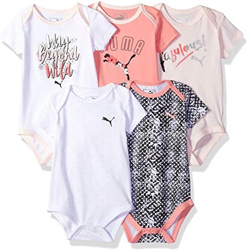 PUMA Baby Girls Five Pack Bodysuit Set,