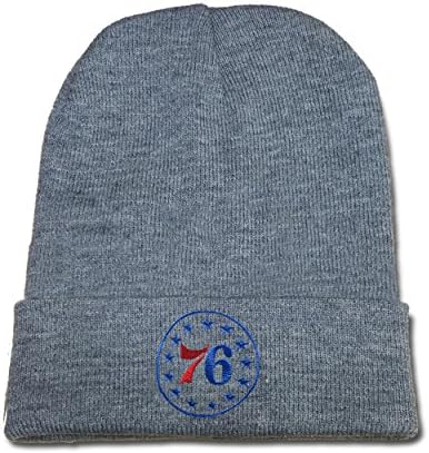 AmandaPop Philadelphia Embroidery Skull 76ers Secondary Beanie Knit Cap Hat Gray
