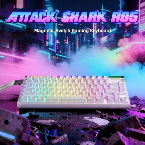 ATTACK SHARK R85 HE Wired Magnetic 75% Gaming Keyboard, 8KHz Polling Rate, 0.005mm Fast Activation RT, 256K Scanning, Hot-Swap Customizable, for PC/Win/Mac, White Outline
