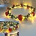 JOJOO 4 Pcs Light Up Headband Wreaths Fairy LED Rose Flower Headband Floral Leaf Wrap Crown Hair Garland for Christmas Festival Wedding Beach Halloween Party,LT036