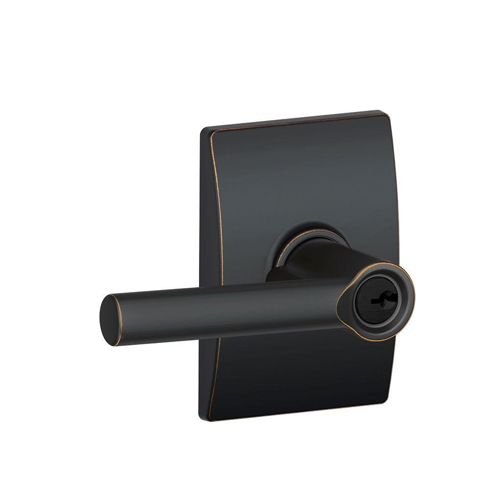 SCHLAGE F51A BRW 716 CEN Broadway Lever with Century Trim Keyed Entry Lock, Aged Bronze