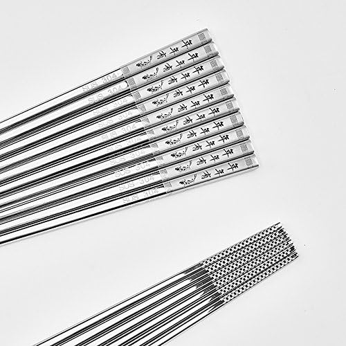 Seenzer 5 Pairs Resuable Stainless Steel Chopsticks Non-slip Engraved Chinese Blessing FU - 100% food grade SUS 304 Stainless Steel - for Kitchen Dinner, Restaurant (Fish Pattern)