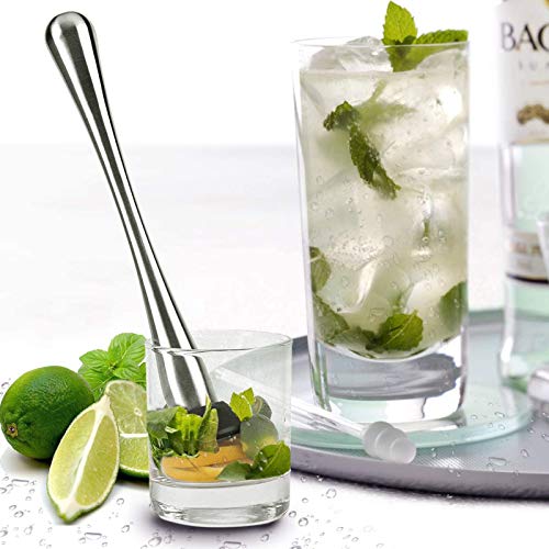 Cocktail-Stößel, Obststampfer, 20,3 cm, Edelstahl, Cocktail-Stößel, Jigger für Barkeeper, Muddle & Mixen hausgemachte… – Bild 4