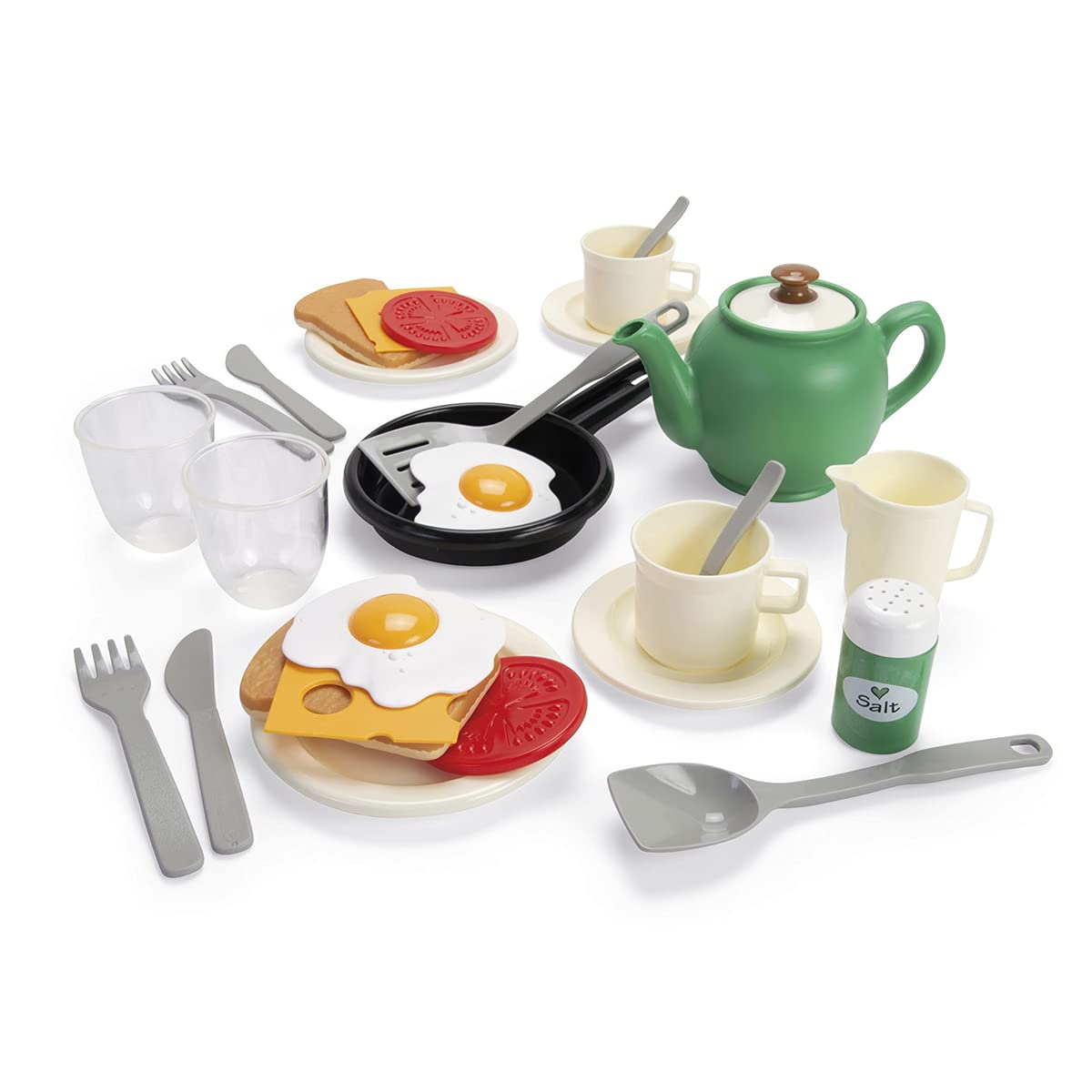 Dantoy Green Garden Breakfast For 2, Role Play Tea and Food Set with 29 Pieces Pretend Play Toys for Kids