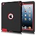 Fingic for iPad 2/3/4 Case - Red 3 Layer Armor High-Impact Rugged Shockproof Protective Case for Kids, Black/Red