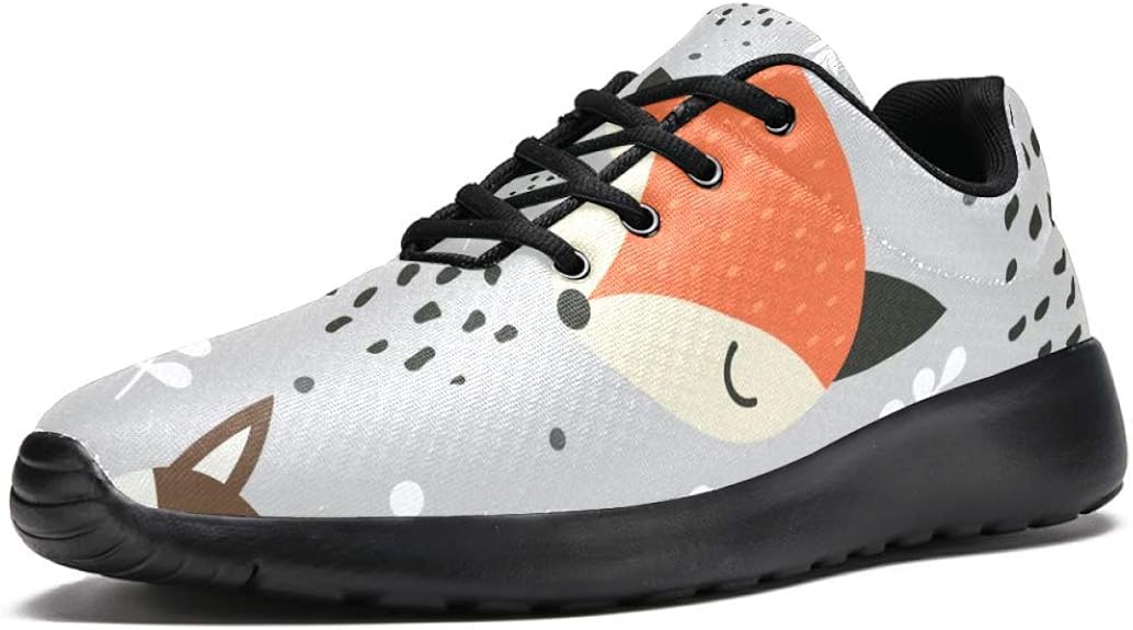 LORVIES Cute Fox Forest Flowers and Dots Men