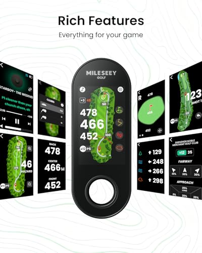 Mileseey GeneSonic Pro Golf Speaker with Detachable GPS Rangefinder, Over 43000+ Pre-Installed Courses without Subscription, Display and Audible Distance Announcement, Touch Screen