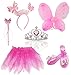 Liberty Imports Little Fairy Princess Wings Dress Up Pretend Role Play Costume Set with Tutu, Wand, Tiara, Shoes for Toddlers, Kids, Girls
