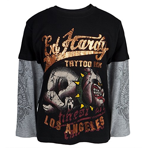 Ed Hardy Running Bulldog Youth 2fer Long Sleeve T Shirt