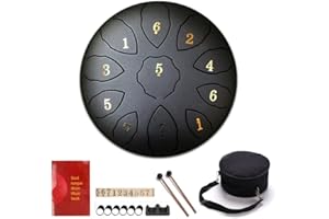 ITHWIU 8 Inch Steel Tongue Drum 11 Notes Hand Drum Percussion Instrument,Chakra drum,Tank Drum Set with Drumsticks,Carry Bag,