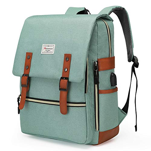 Modoker Upgraded Teal Vintage Laptop Backpack College School Bookbag