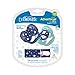 Dr. Brown's Advantage 100% Silicone Baby Paci Symmetrical Soother, 0-6m, BPA free, Blue, 2 Pack + Clip