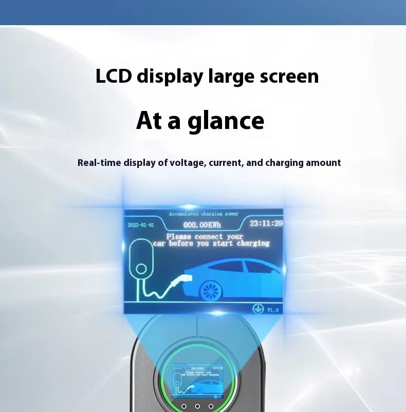 Smart EV Charger | Wall Mounted | 22kW, 3-Phase, GBT | Wi-Fi Enabled | RFID Access | 5m Cable | Waterproof | LCD Display | 32A, 400V AC | for BYD, VW ID.4/ID.6, Rox, Leopar
