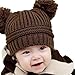 Tonsee Cute Baby Kids Girl Boy Dual Balls Warm Winter Knitted Cap Hat Beanie (Coffee)