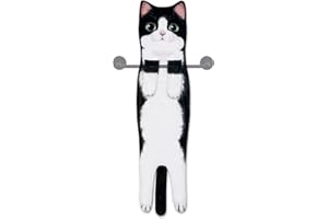 Hawgiman Hand Towels for Bathroom Kitchen,Cute Cat Quick-Dry Hanging Hand Towels Decorative for Bathroom Face Towels,Funny Gifts for Cat Lovers (Black-White)