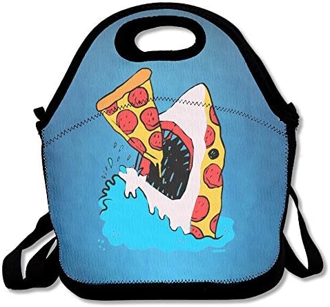 Funny Sea Pizza Shark Neoprene Lunch Bag -Lunch Tote For Women,Kids,Adults
