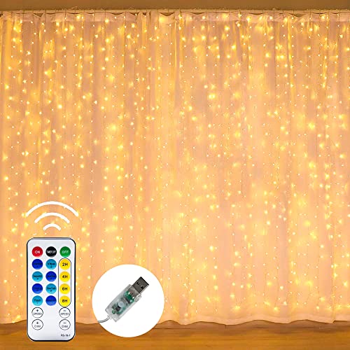 Dazzle Bright Curtain String Lights, 300 LED 9.8ft