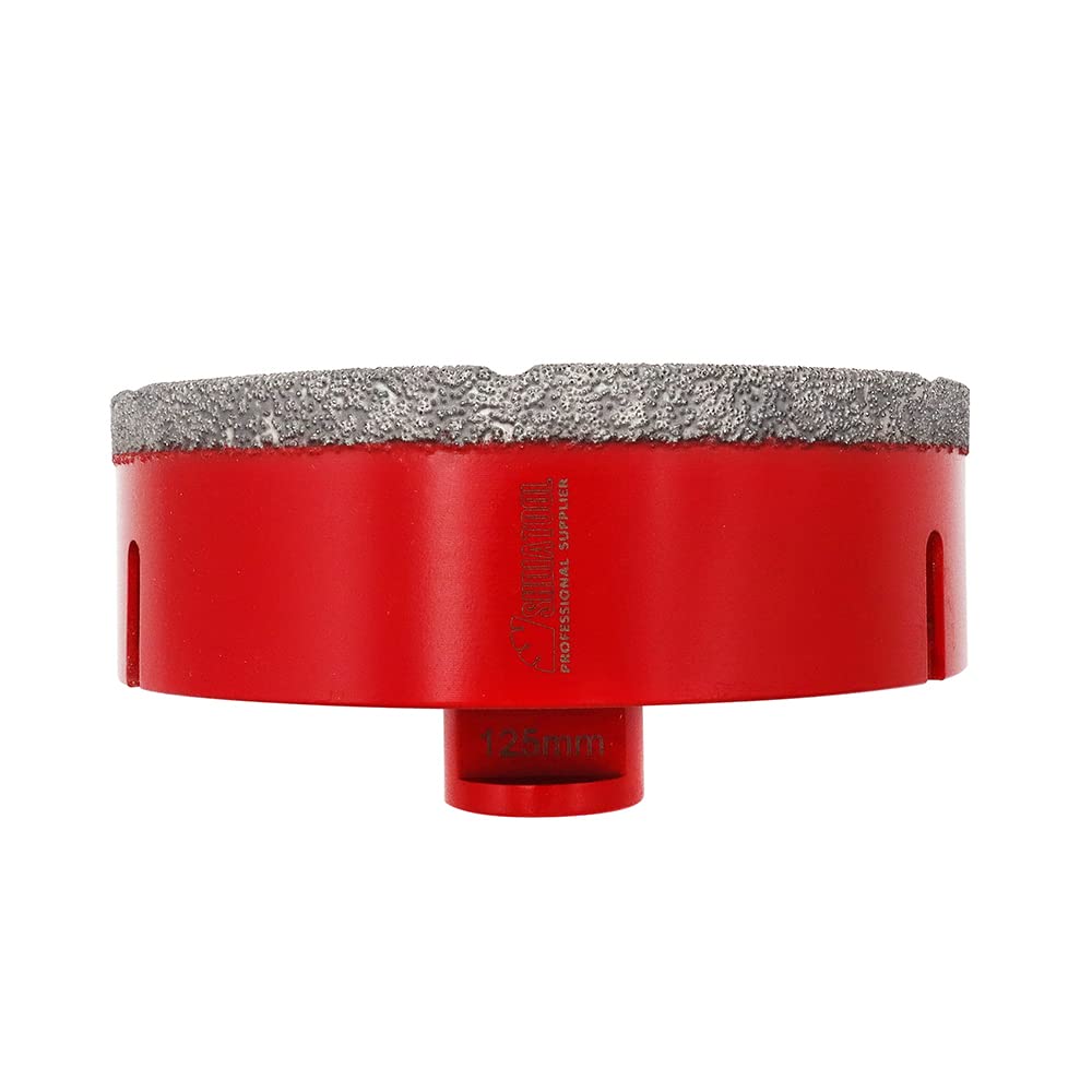 SHDIATOOL Diamond Core Drill Bit,Hole Saw Diameter 125MM 5" M14 Thread Vacuum Brazed for Concrete Granite Marble Porcelain Tile Masonry Brick