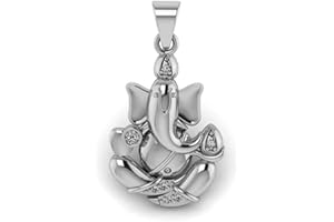 SirDaksh Lord Ganesh Spritual Cubic Zircon Silver Pendant Charm Pendant