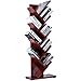 SUPERJARE 9-Shelf Tree Bookshelf | Thickened Compact Book Rack Bookcase | Display Storage Furniture for CDs, Movies & Books | Cherry