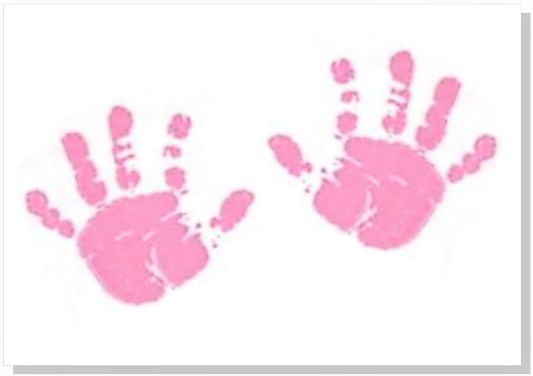 BabyRice Handprint Footprint Kit Pink Paint Wipe and A4 Canvas (1 Pink