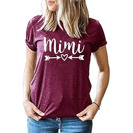 Mimi Grandma Mothers Day Shirt Women Arrow Heart Short Sleeve Graphic Tees Shirt Blessed Mimi Nana T-Shirt Tops (Purple…