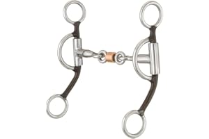 Kelly Silver Star 3 Piece Dogbone Roller Snaffle Bit - Antique Brown - 5" Mouth