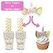 Trouvaille Natural UNICORN PARTY SUPPLIES Set for 16 guests - gold unicorn decorations - Gold unicorn birthday party Supplies TN