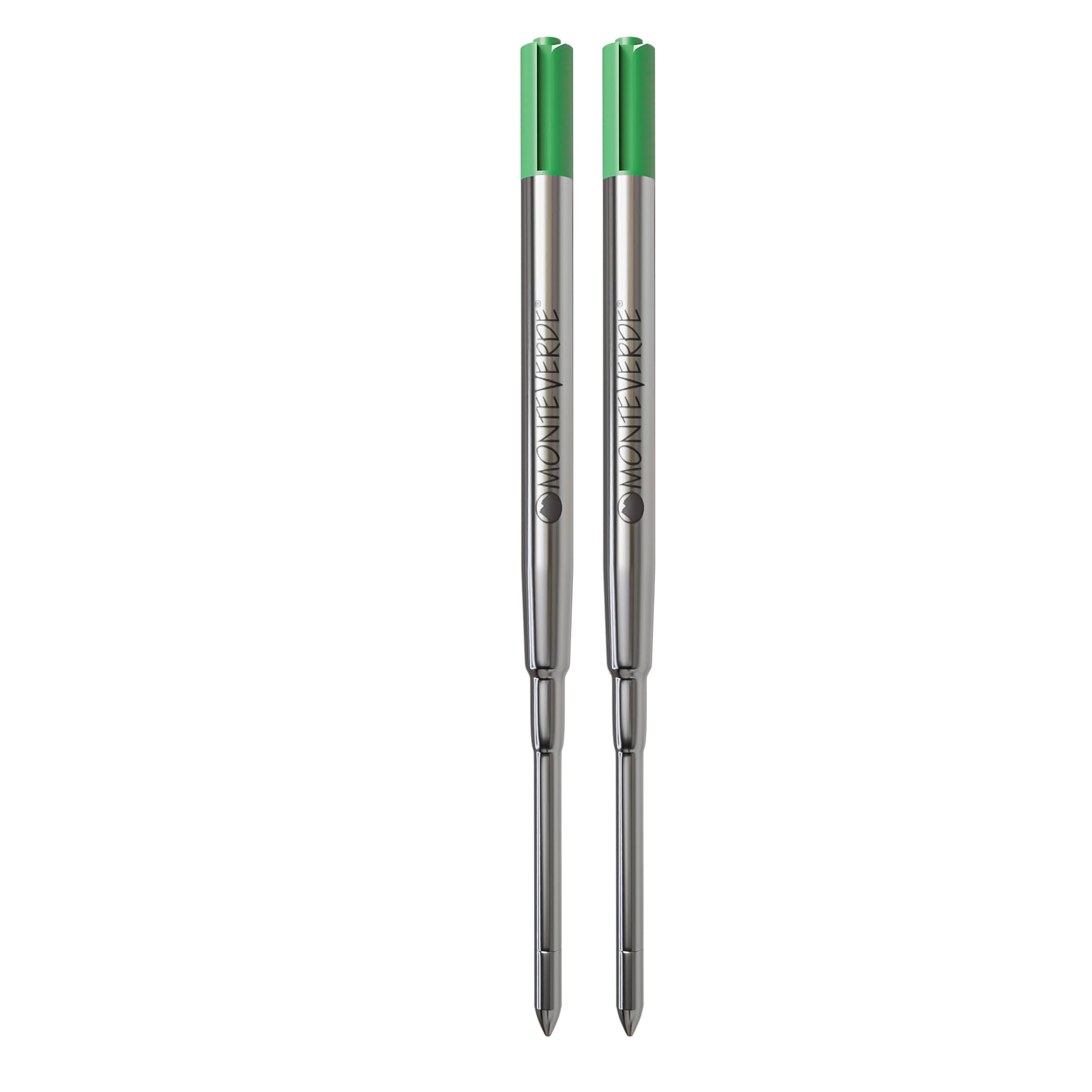 Monteverde Medium Point Ballpoint Soft Roll Refill for Sheaffer Ballpoint Pens - Green (Pack of 2)