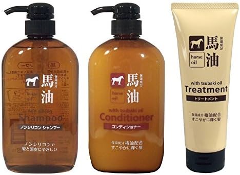 Horse Oil Shampoo &amp; Conditioner &amp; Treatment three-piece set - Made in Japan *AF27*