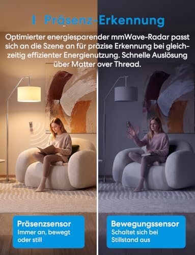 Präsenzmelder Matter Over Thread, 3-Zonen-Erkennung
