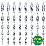 HOMESCAPE CREATIONS Bird Repellent Reflective Scare Rods - Ornamental Spiral Deterrent Control Device with Bonus Replacement String- (15 inch) (8 Pack)
