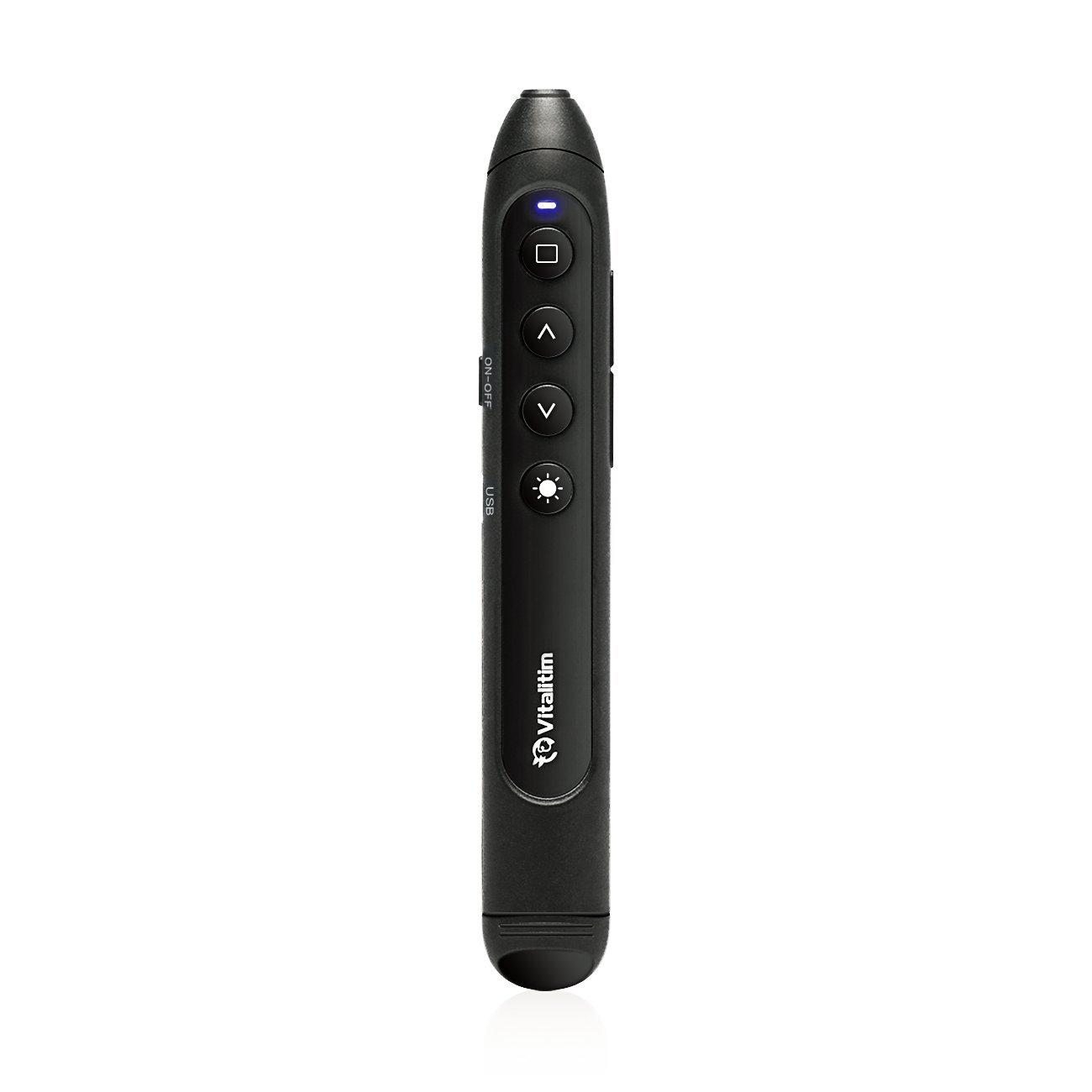 Vitalitim Rechargeable Wireless Presenter, 2.4Ghz Wireless USB Powerpoint PPT Presentation Pointer Remote Control Clicker Pen, Support Hyperlink (BLack)