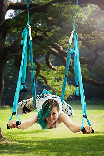 Yoga Swing/Aerial Trapeze Kit with 2 Durable Extension Straps+eBook/Large Inversion Hammock for Indoor and Outdoor Usage with Great Health Benefits/Holds Up to 600 Pounds/Strong Wide Air Fly Sling Set