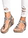 Younsuer Women Sandals Wedges Boho Braided Casual Summer T-Strap Mid Heel Wedge Sandal Shoes