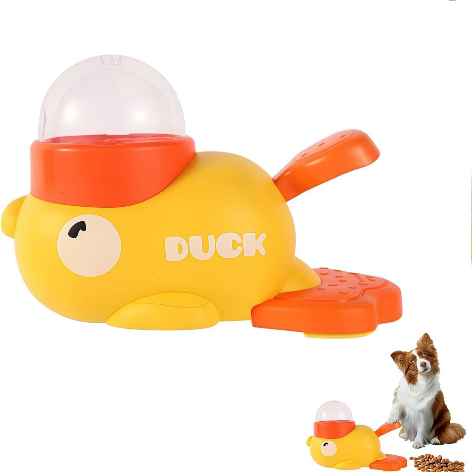 Photo 1 of 2-in-1 Interactive Dog Slow Feeder Puzzle Toy, Duck-Shaped Pets Food Dispenser with 3 Size Food Outlet Dog Treat Dispensing for Healthy Eating