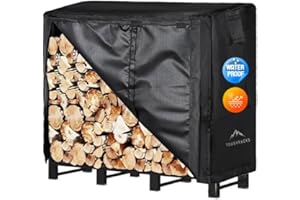 TOUGHRACKS Firewood Rack Cover 4FT | Waterproof & Heavy Duty Log Rack Cover, 600D Firewood Wood Rack Cover, Log Pile Holder for Outdoor/Indoor | NO FADING | Cover Only, NO Rack | Black (48x24x41 inch)