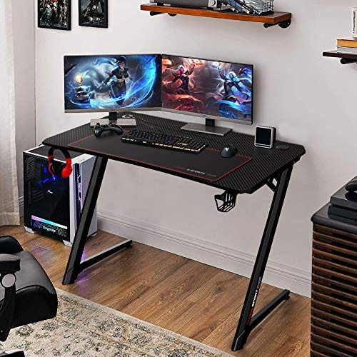 LEMBERI 44 Inch Gaming Desk, ZShaped Computer Desk with Free Large