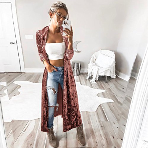Mose Ladies Vest Womens Spring Velvet Sleeveless Cardigan Parka Outerwear Coat (Coffee, L)