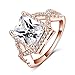 LuckyWeng Fashion Criss Cross Knot Ring Emerald Cut Micro Pave Small CZ Diamond 14K Rose Gold Size 6 7 8 9