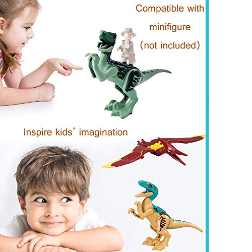 Livoty Dinosaur Toy Playset 8 Pack,Buildable Dinosaur Building Blocks Figures Toys with Movable Jaws,Including T Rex,Pterosaur,Velociraptor, etc (Multicolor) - Thumbnail 2