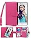Crosspace Compatible with iPhone 12 Pro Max 6.7 inch,Wallet Case Premium PU Leather 2-in-1 Protective Shell with Credit Card Holder/Slots and Wrist Lanyard for Women Girls (Rose)